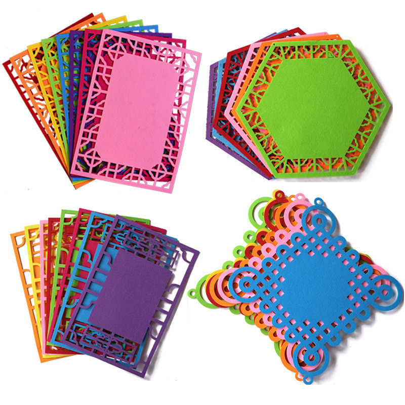 Three-dimensional color non-woven fabric background pad thick section kindergarten school Chinese style decoration ring create pendant supplies materials