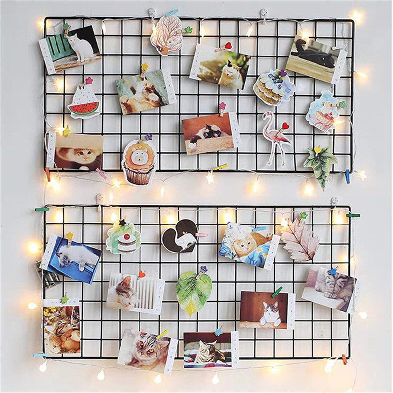 Ins wind iron grid photo work background decoration kindergarten classroom home creative wall layout material