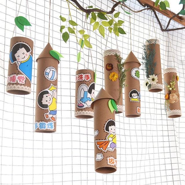 Kraft paper tube forest system air round hanging tube kindergarten ring creation school culture layout diy decoration creative hanging ornaments