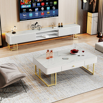 New light luxury rock board coffee table TV cabinet combination modern minimalist small apartment TV cabinet living room floor cabinet home