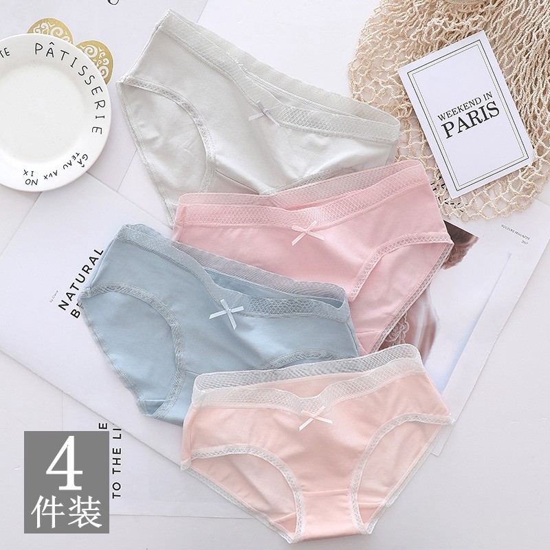 Underwear women's cotton antibacterial mid-waist ladies briefs cotton breathable girls safety pants Japanese girls seamless trousers