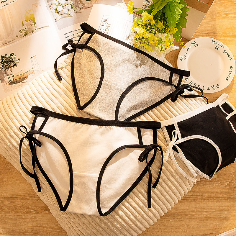 Lace-up panties female cotton antibacterial low waist sexy hot student Korean version Japanese sweet little ladies briefs