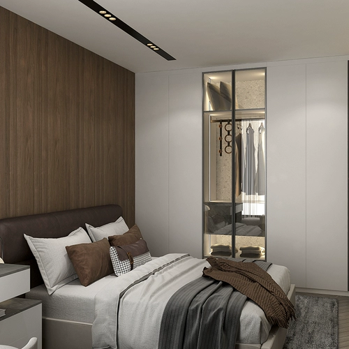 皮阿诺 Индивидуальная современная минималистская небольшая квартира в спальне в гриппе в шкафную вращающуюся плату