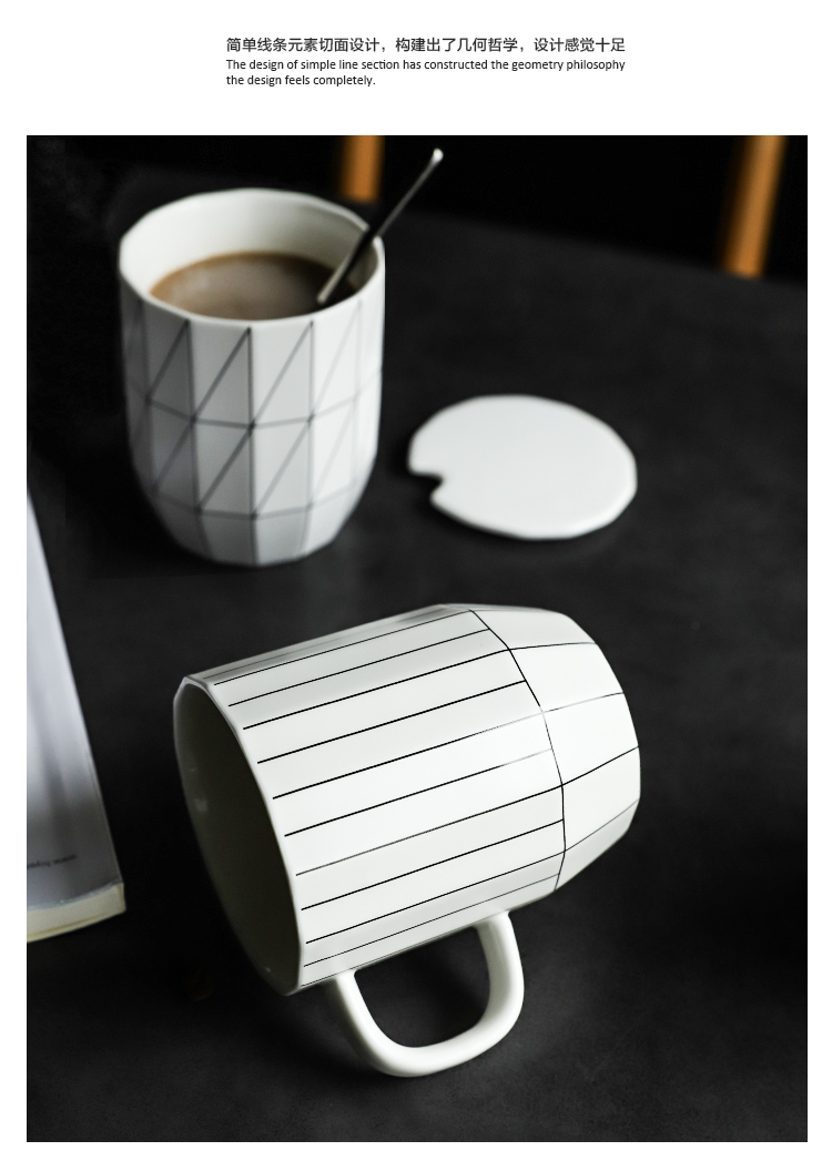 Tinyhome Scandinavian simple geometry line new ceramic mugs and lovely breakfast cup tea cups of coffee cup