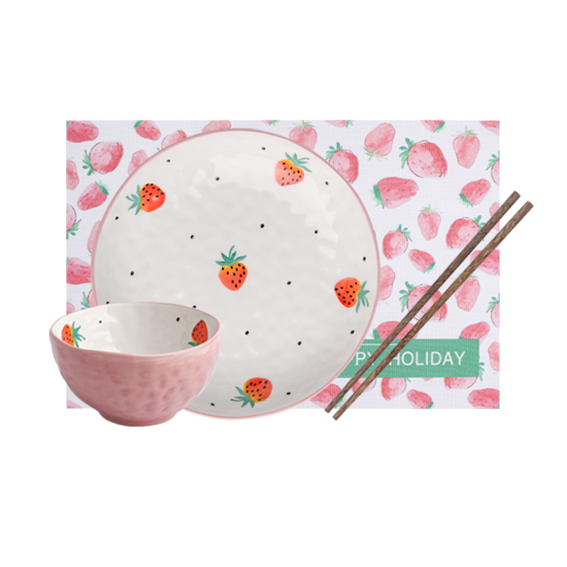 Tinyhome creative move strawberry dishes suit household ceramic dishes tableware suit eating the food dishes
