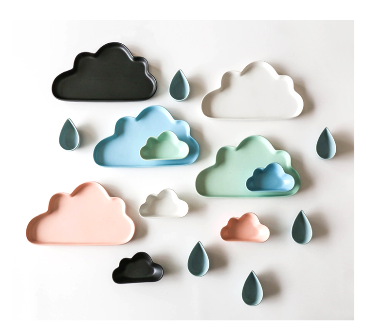 Tinyhome creative cartoon clouds, ceramic disc matte enrolled frosted plate breakfast tray of fruit snacks flavor dish plate