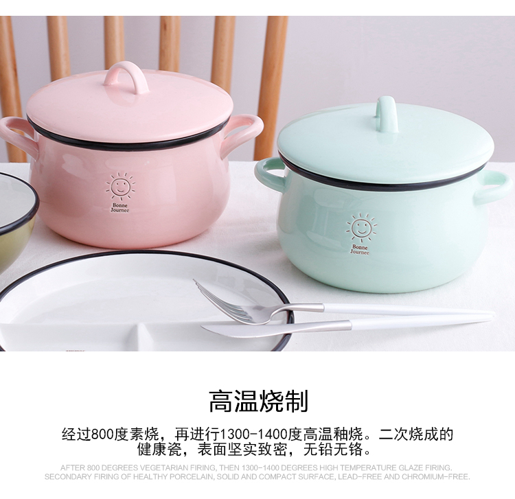 Tinyhome ceramics with cover make rainbow such as bowl, lovely big bowl Japanese ramen ears big rainbow such as bowl bowl soup bowl of stew
