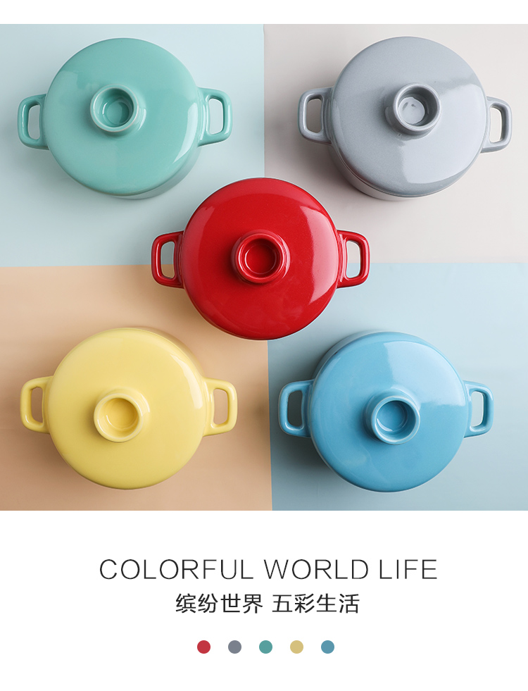Creative household ceramics with cover dessert bowl stew roast consisting steamed egg bowl ears high - temperature steaming soup bowl bowl