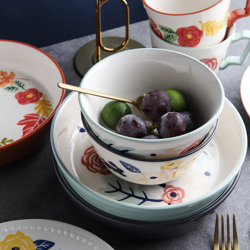 Tinyhome creative ceramic dish dish dish of the four seasons of household flat deep fruit bowl soup plate salad dishes