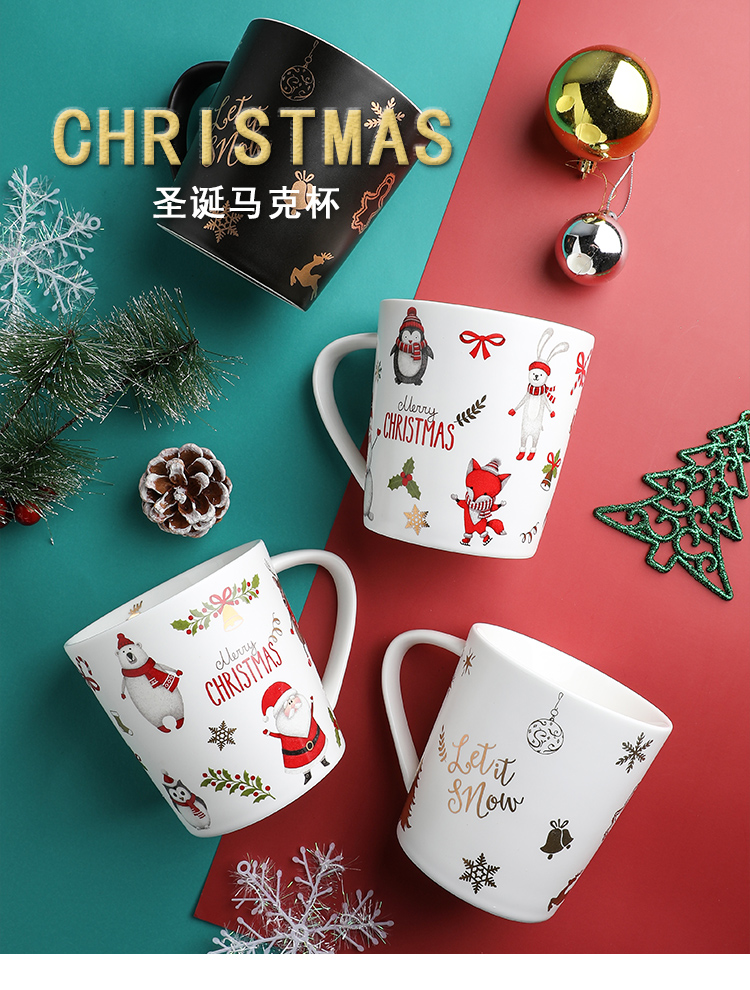 Tinyhome Christmas ceramic cup creative move picking cups of milk for breakfast keller cup coffee cup