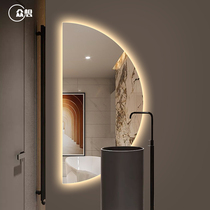 Bathroom semi-circular smart mirror wall-mounted toilet bathroom mirror smart led light mirror bathroom makeup mirror