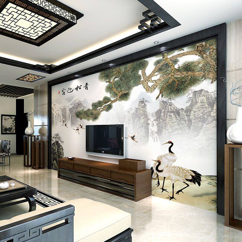 5D Chinese Living Room TV Background Wall wall panel Greeting Passenger Pine Landscape Fiberboard 3D Solid Wall Panel Painting