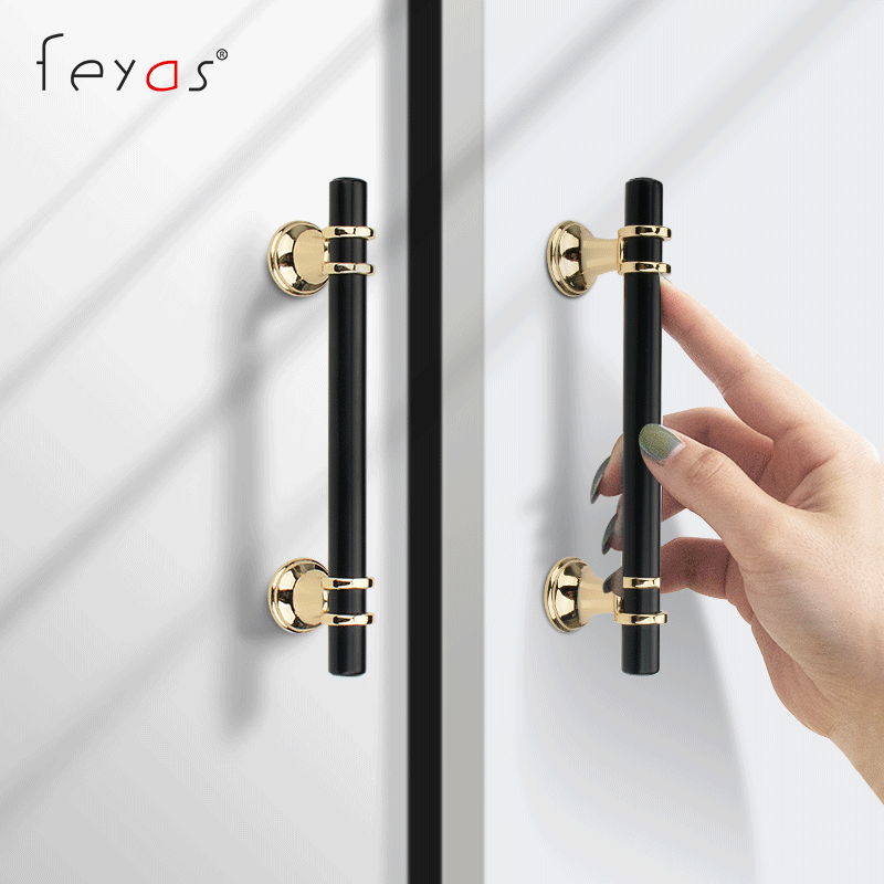 Large wardrobe handle modern simple light luxury Nordic whole cabinet door handle European gold cabinet drawer single hole high-grade