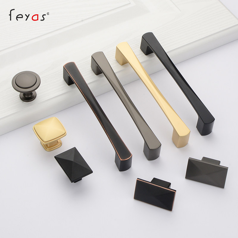 Modern minimalist cabinet door handle Nordic wardrobe integral cabinet handle American black cupboard single-hole drawer small handle