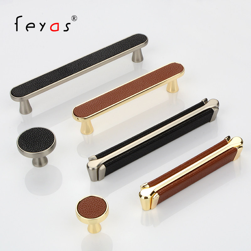 Modern simple cabinet door handle Genuine Leather Wardrobe Handle Brief the overall cupboard door handle drawer Single-hole small handle