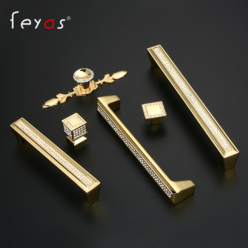 Crystal Wardrobe Door Handle Eurostyle Golden Upholic Luxury Overall Closet Door Wine Cabinet Handle Cabinet Drawer diamond Single-hole