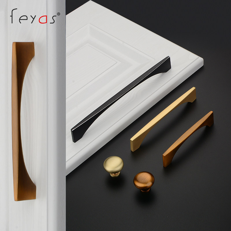 Modern simple wardrobe handle gold brushed integral cabinet door handle hardware cabinet drawer single hole black small handle