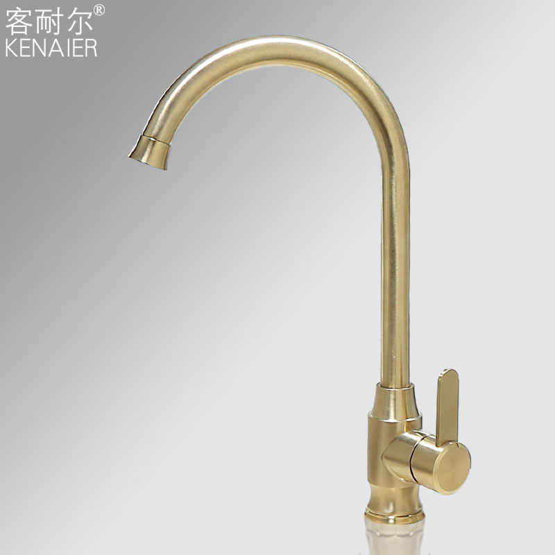 Wire Drawing Gold Kitchen Hot And Cold Taps Stainless Steel Sink Wash Vegetable Basin Wash Basin Splash-Proof Golden Tap Home