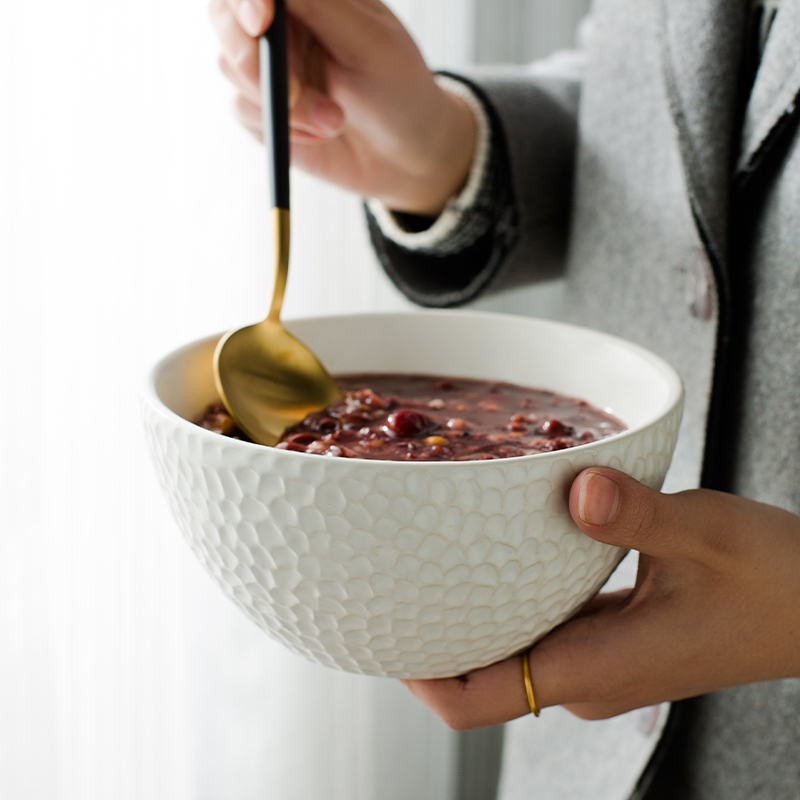 Salad bowl individual creative household Nordic white noodles in soup bowl dessert to use microwave special export ceramic tableware