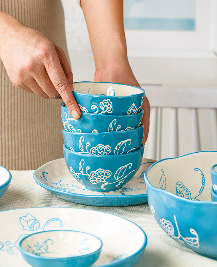Rice bowls of household small pure and fresh and creative move ears noodles bowl of soup bowl dish dish and composite ceramic plate