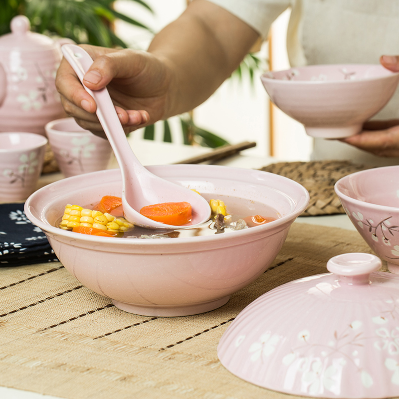 For creative household contracted to use mercifully rainbow such as bowl bowl of soup bowl Japanese thickening ceramic bowl of composite plate