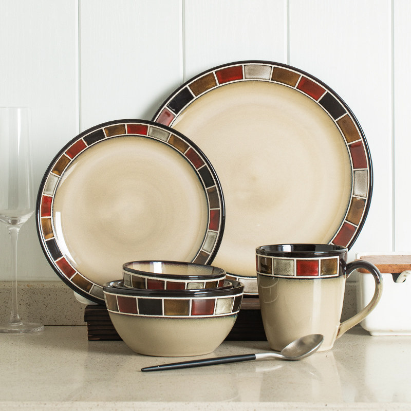 Ceramic Dinner Plate Eurostyle Relief Creativity 8 Inch Large Steak Tray Water Fruit Pan Dishes Combined Microwave Oven Cutlery