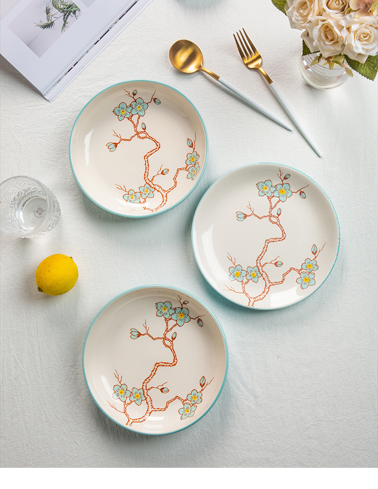 Dishes suit small and pure and fresh and contracted household of Chinese style Dishes in 4/6 combinations bowl bowl plate ceramic tableware