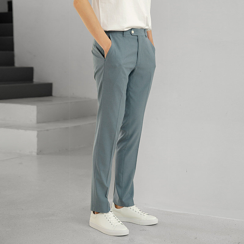 THEMASEES MEN'S CLOTHING Pendant Blue Casual Western Pants Men's Spring Summer Thin style Advanced Senses Trendy Straight Drum Sashimi