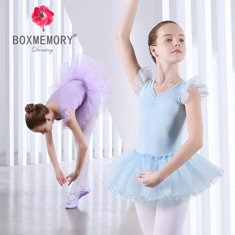 Children dance practice Girl Girl Summer Short Sleeves Dancing Clothes New Girl Yarn Dress Toddler Ballet Dresses Dance Dress