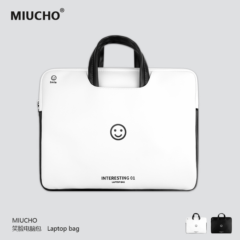 Smiling face illustrations apply Apple 13 3 inch 16 inch Lenovo Huawei 14 inch Xiaomi 15 inch black and white pen electric bag