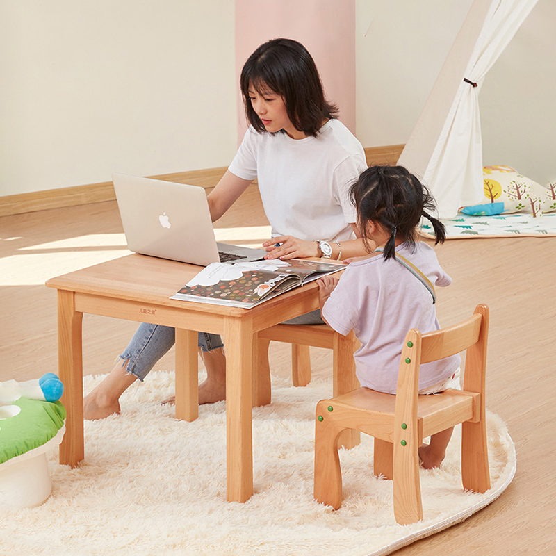 Free Design Children Study Table And Chairs Kindergarten Solid Wood Table And Chairs Whole Suit Children Small Square Table Solid Wood Square