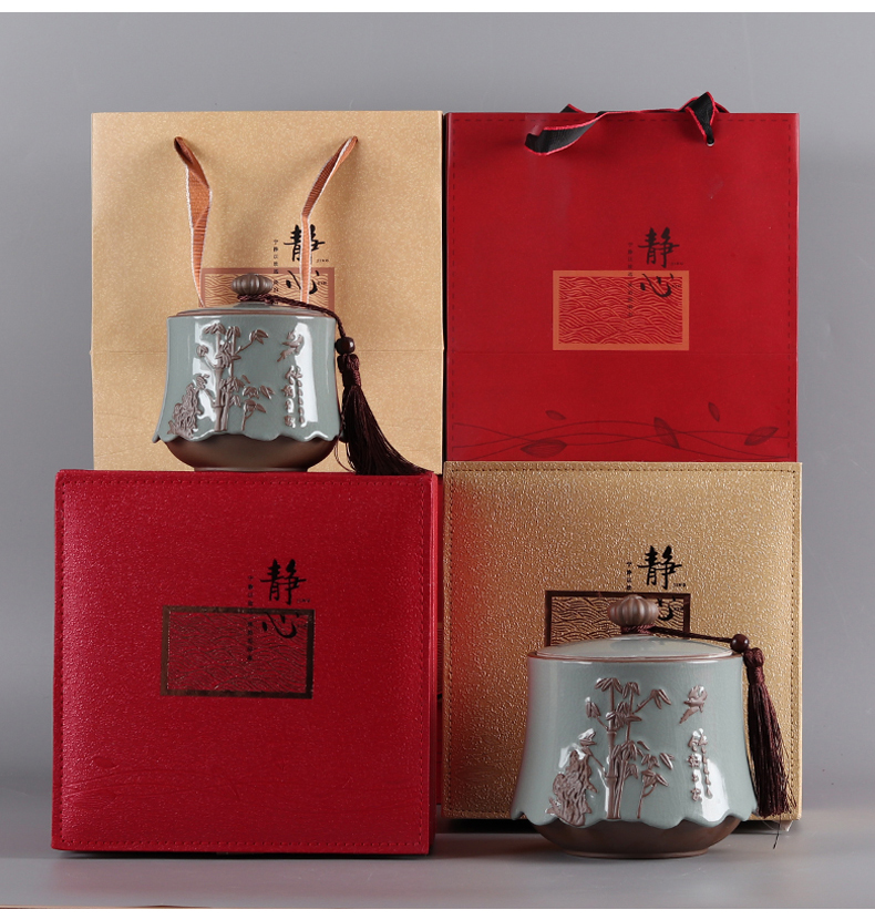 The elder brother of The ceramic up sealed tank storage jar large tea caddy fixings meditation single pot empty box gift box