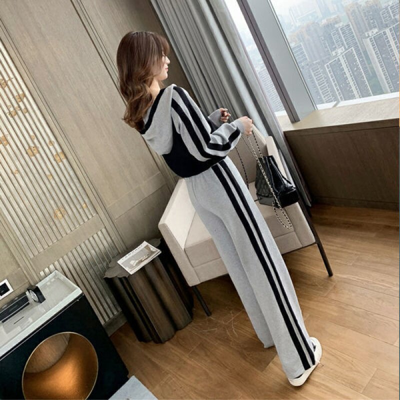 Tide Cards Spring Autumn Season New Foreign Pie Trendy Casual Salt Fracking Street Fashion Minus Age Sports Two Suit Pants Suit Women