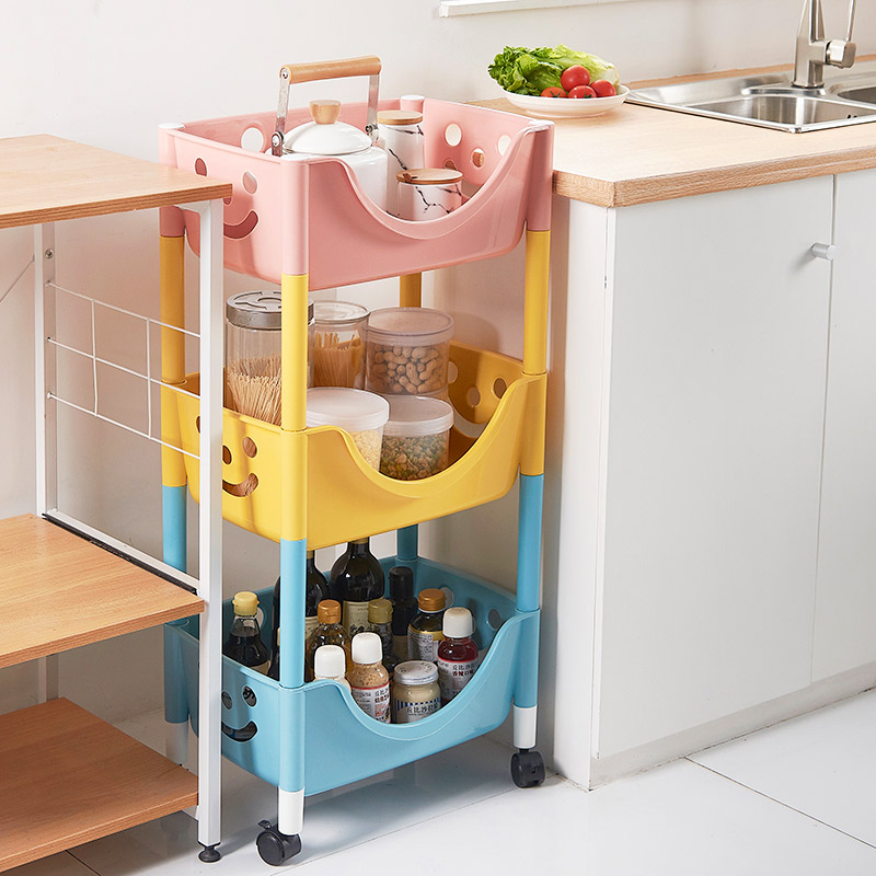 Trolley shelf Floor-to-ceiling multi-layer household removable storage shelf Powder room bedroom kitchen snack shelf