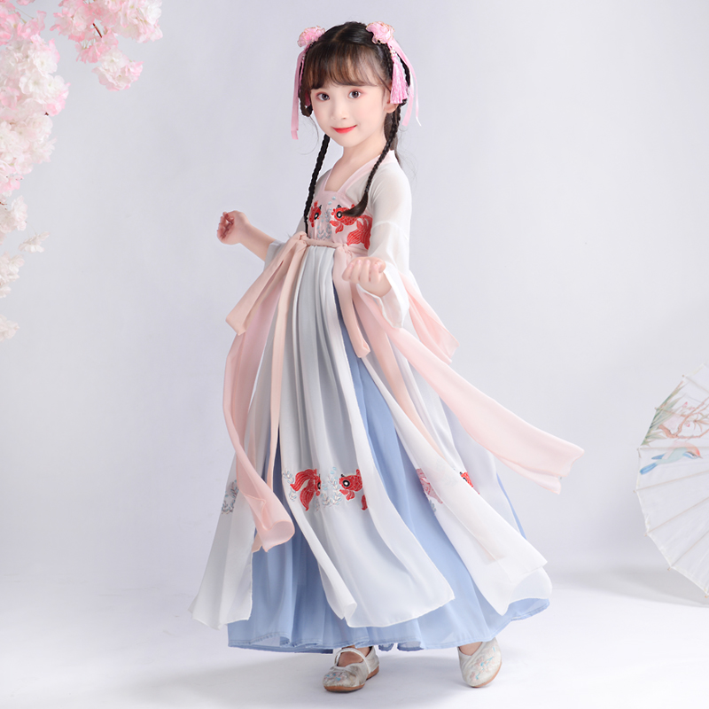 Children's Hanfu girls dress super fairy spring and Autumn 2019 new summer kimono long sleeve Chinese style elegant