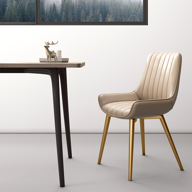 Leather backrest dining chair simple household small family sofa chair hotel dining room stool light luxury reception chair dining table chair