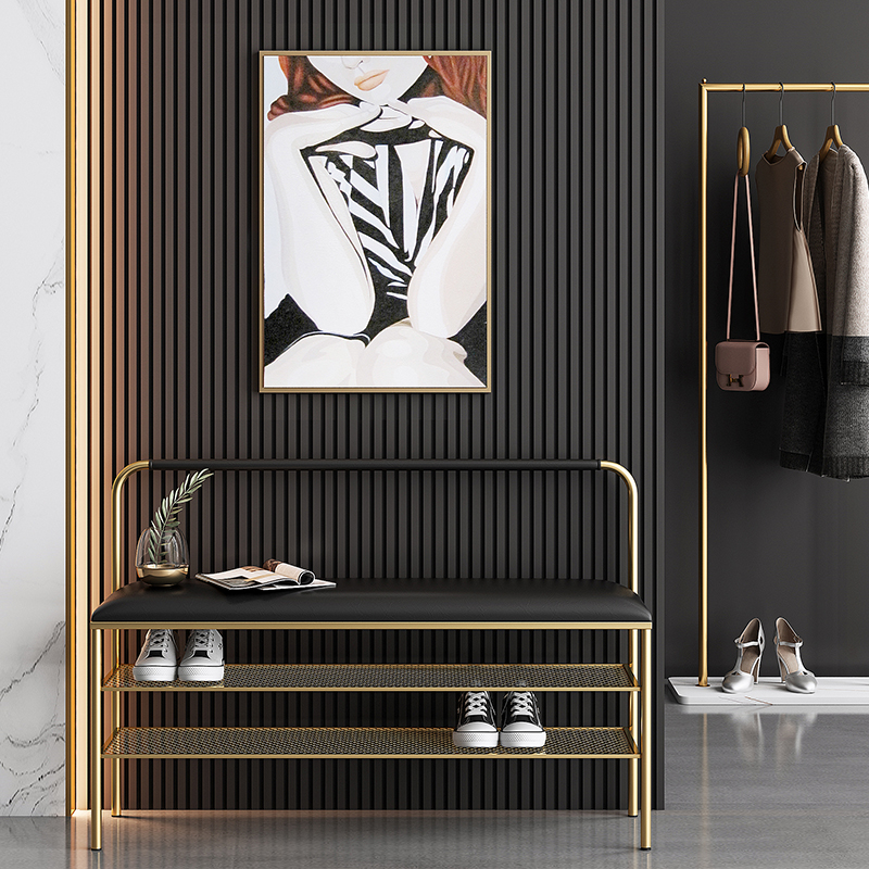 Light luxury shoe-changing stool entering the door wearing shoes stool long bench soft bag creative home door can sit shoe cabinet sitting bench