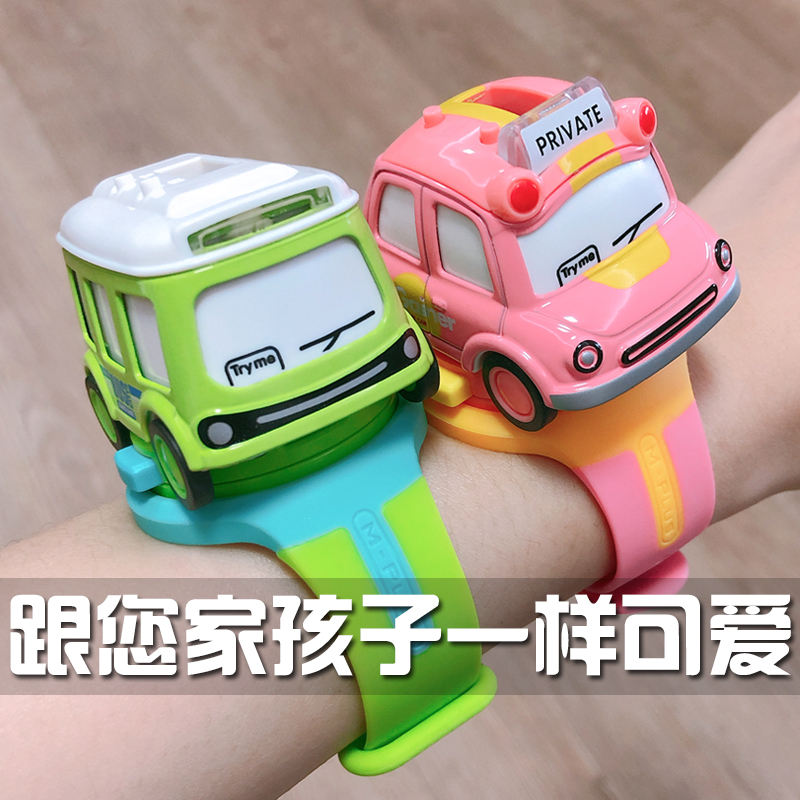 Watch Alloy Toy Car Mini Baby Bus Taxi Taxiing Female Boy Little Car Children Bus 3 years old