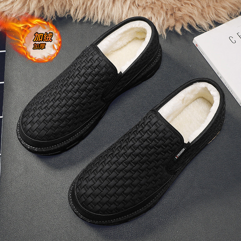 Men's shoes winter gush warm cotton shoes One foot pedal No shoestring spirit little guys driving sloth Han casual beans Bean Tide Shoes-Taobao