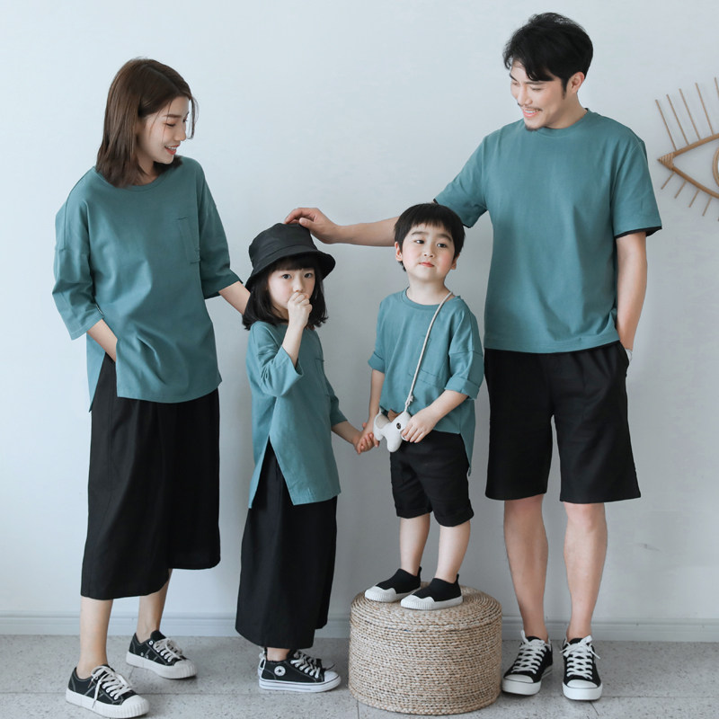 With Artisan 2022 Summer Dress New Loose Foreign Pie Pure Cotton Mother-daughter Dress with a three-mouth, four-mouth pro-submount