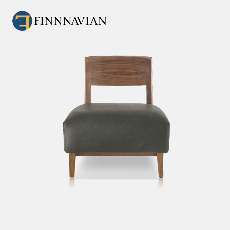 FINNNAVIAN black walnut lounge chair WILMA semi-brushed leather sofa single chair Italian modern simplicity