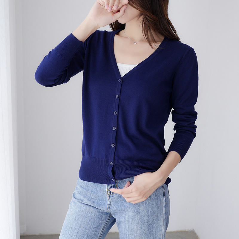 V-Neck Knitted Cardigan for Women, Spring & Fall Thin Outerwear, Long-Sleeved Jacket, Summer Large Size Sweater for Women 2025 New Style