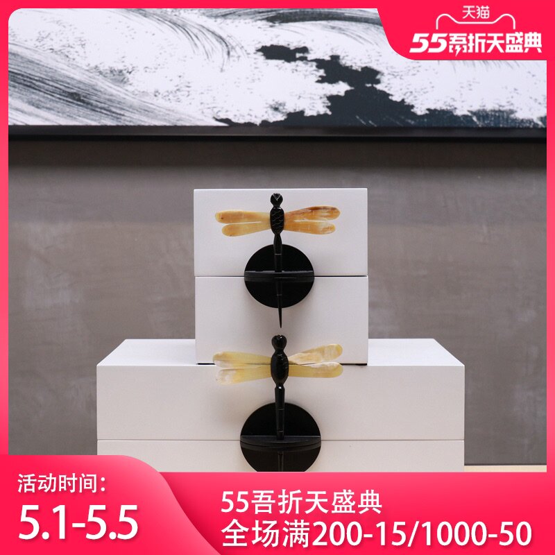 New Chinese modern luxury dragonfly jewelry box decoration Home model room wine cabinet Bedroom dresser soft decoration