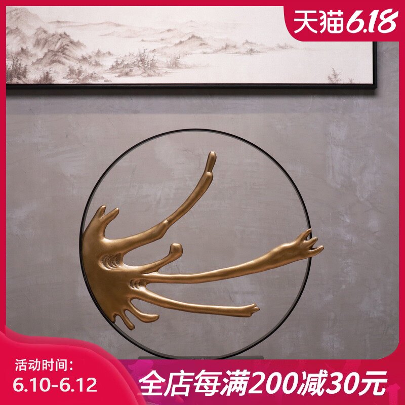 Modern new Chinese style creative aluminum handicraft metal furnishings model room hotel villa porch soft decoration