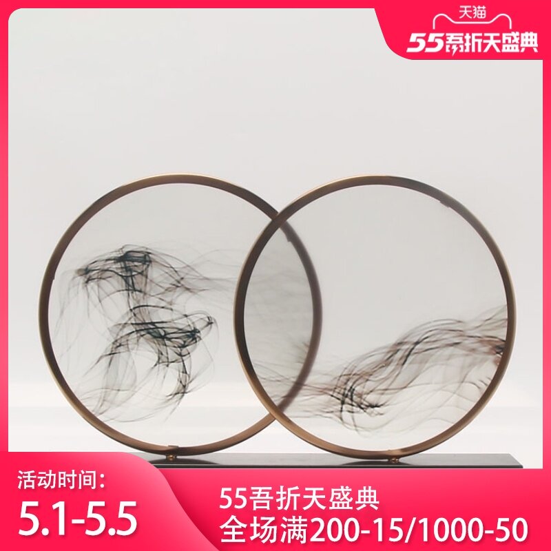 New Chinese modern zen ink wrought iron acrylic decoration creative model room TV cabinet entrance soft ornament