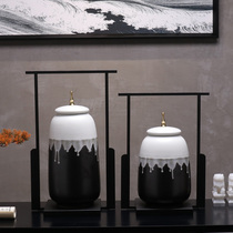 New Chinese style modern light luxury iron storage tank ornaments living room TV cabinet porch wine cabinet office soft decorations