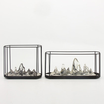 Modern simple new Chinese Zen entrance Wrought iron transparent rockery ornaments Model room Hotel study soft decoration