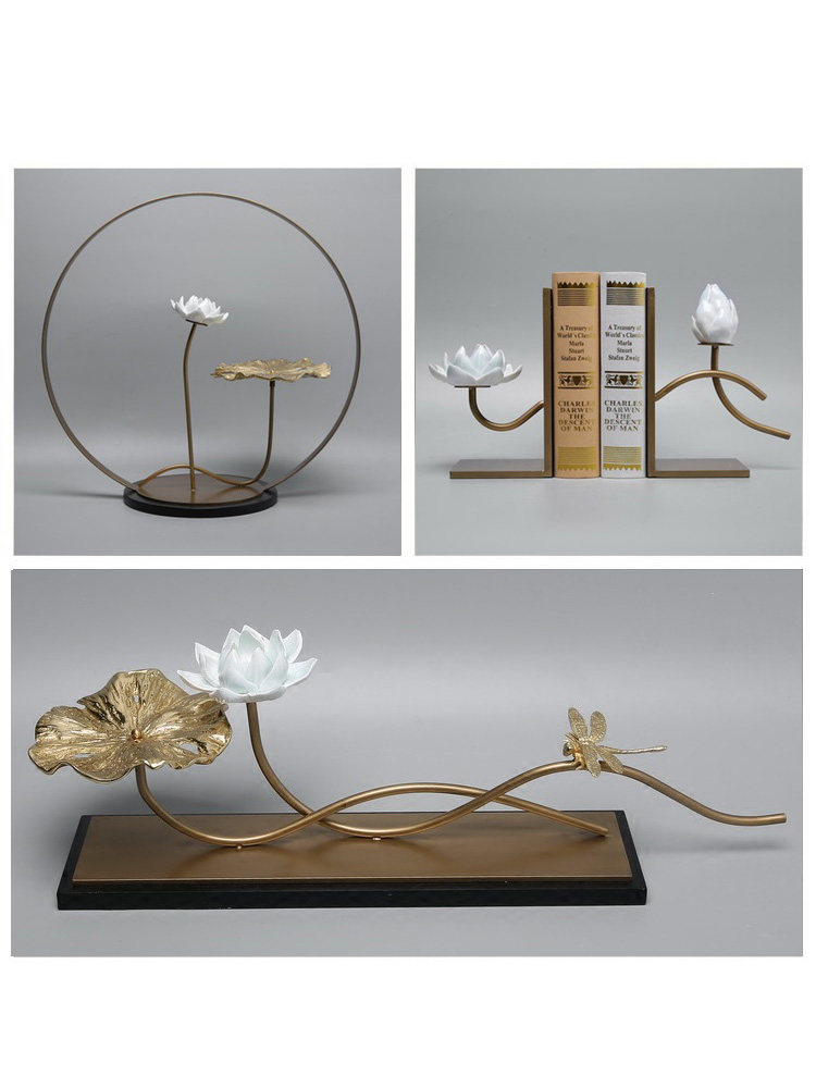 New Chinese style creative modern light luxury Wrought iron ceramic copper crafts decoration Hotel living room entrance TV cabinet decoration