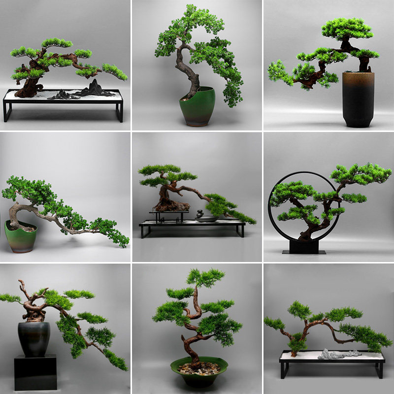 The new Chinese Zen cliff cypress simulation greets the song Luohan pine cypress tree bonsai pose with dead wood landscape micro-landscape decoration
