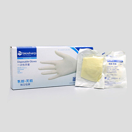 独立包装一次性乳胶环氧乙烷消毒无菌无粉手套 30双/盒 Biosharp